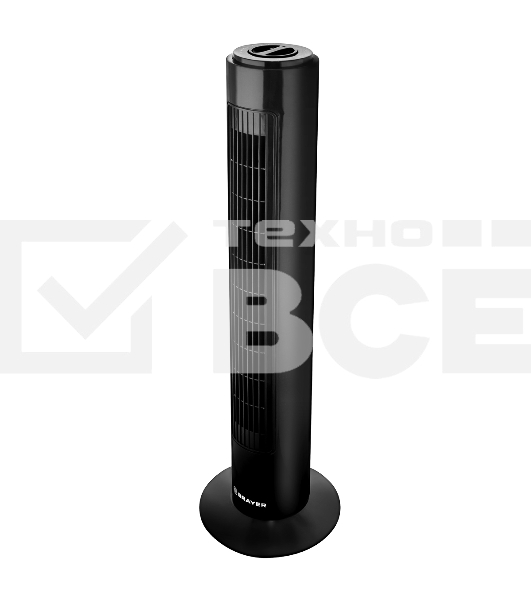 Колонный вентилятор BRAYER BR4952BK, механич.упр., вращение 90°, мощность 50Вт, защита от перегрева