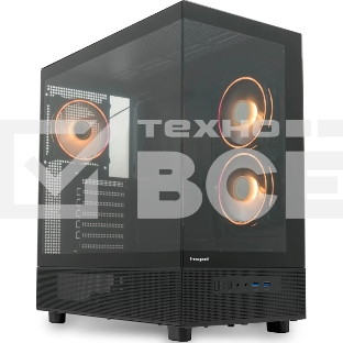 Компьютерный корпус HSPD F710, Panoramic Mid Tower, черный, TG, 0.5 SPCC, 3x120мм ARGb E-ATX, ATX, mATX, mITX 185/395/270мм 2x2.5