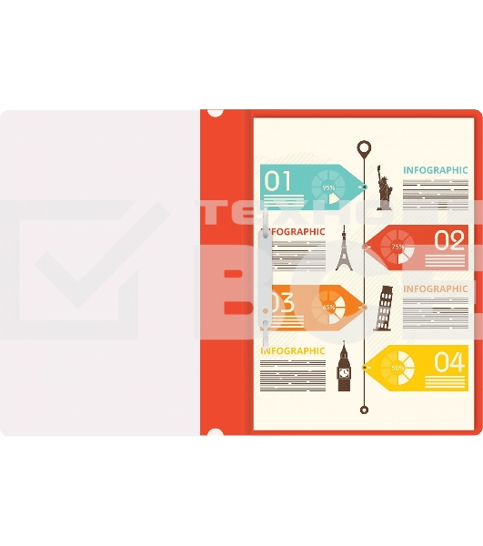 Папка-скоросшиватель Silwerhof Eco A4 прозрач.верх.лист пластик красный