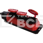 Колодка каучуковая 3-м с заземл. 16А IP44 красн. ЭРА Б0044552, фото2