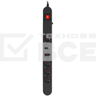 Сетевой фильтр Ippon NF-EU-1.8-16 1.8 м, 6 розеток, черный, коробка