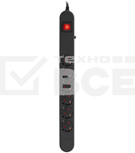 Сетевой фильтр Ippon NF-EU-1.8-16 1.8 м, 6 розеток, черный, коробка