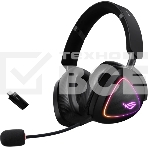 Гарнитура ASUS ROG Delta II чёрный, беспроводная + проводная, Bluetooth, подсветка, фото 1