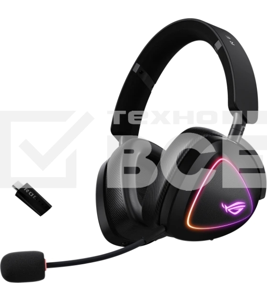 Гарнитура ASUS ROG Delta II чёрный, беспроводная + проводная, Bluetooth, подсветка