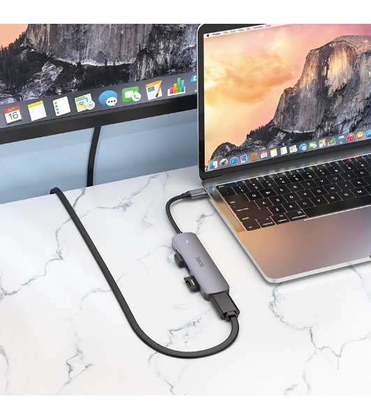 Док-станция Hoco HB28, USB Type-C, USB 3.0/PD100W/SD/TF/USB 2.0/HDMI, USB Type-C