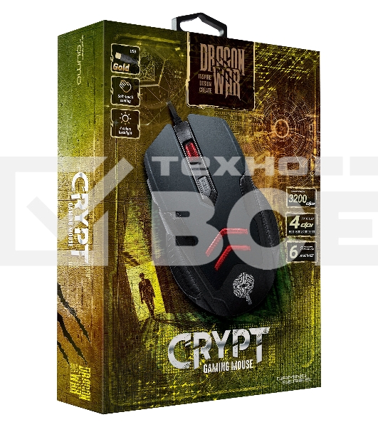Мышь проводная Qumo Crypt M57 черный, 3200 dpi, USB, кнопки - 6