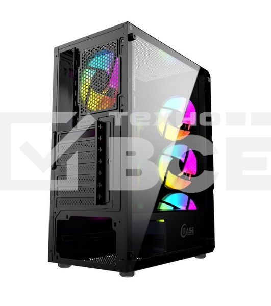 Компьютерный корпус Powercase Mistral T4B, Tempered Glass, 4x 120мм 5-color fan, черный, ATX (CMITB-L4)