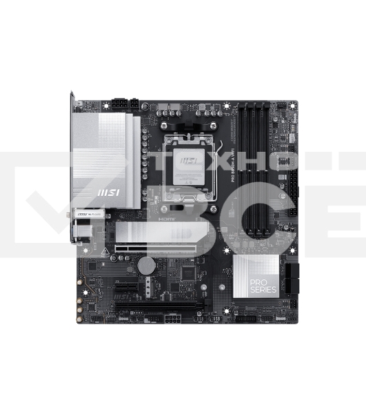 Материнская плата MSI PRO B850M-A WIFI, AM5, AMD B850, 4xDDR5, 4xSATA, 2xM.2, 1xPCIe 5.0 x16, 1xPCIe 4.0 x4, 1xPCIe 3.0 x1, 1xDP, 1xHDMI, 1x5Gb LAN, Wi-Fi 7, Bluetooth 5.4, 2xUSB-C 10Gbps, 3xUSB-A 10Gbps, 3xUSB-A 5Gbps, 4xUSB-A 2.0, 3x3.5 мм, 7.1, mATX