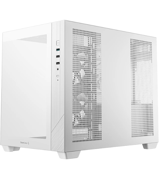 Компьютерный корпус Deepcool CG330 3F WH без БП, боковое окно (панорама), 3x120мм ARGB PWM вентилятора, белый, mATX (R-CG330-BKNGM3-G)