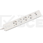 Бытовой удлинитель PowerCube, 4р с/з вык., 3USB, 3500 Вт, 16А, 1.9 м, 3*1,0 (белый) PC-6-2M, фото3