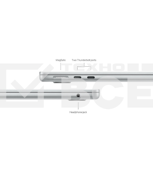 Ноутбук Apple 13-inch MacBook Air: Apple M3 with 8 core CPU, 10 core GPU/16GB/512GB SSD - Silver/70W/Гравировка
