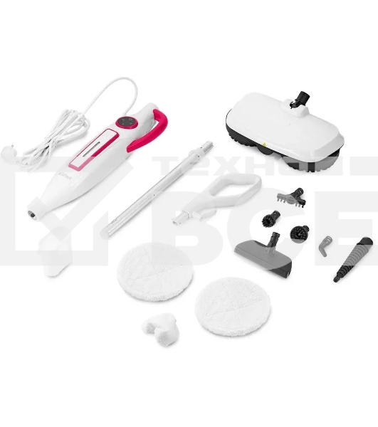 Швабра паровая Kitfort КТ-1096 белый/малиновый