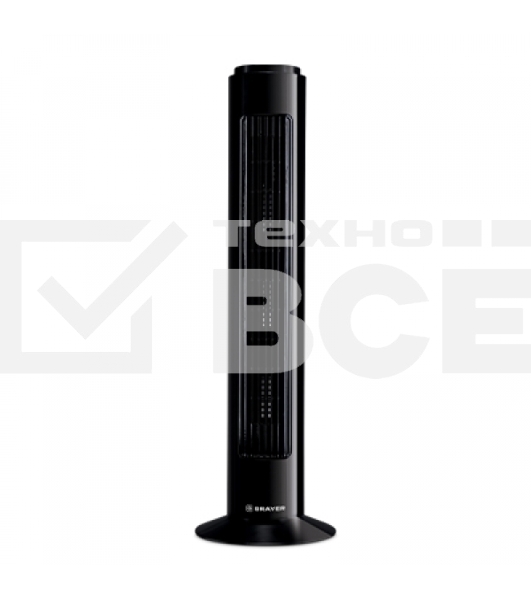 Колонный вентилятор BRAYER BR4952BK, механич.упр., вращение 90°, мощность 50Вт, защита от перегрева