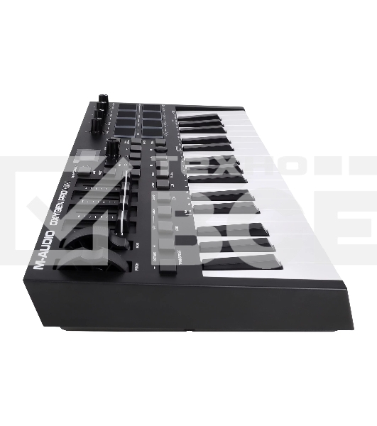 Клавиатура MIDI [OXYGENPROMINI] M-audio [Oxygen Pro Mini] 32 клавиши, 4 энкодера, 4 фейдера, 8 пэдов, 12 кнопок управления, колеса высоты тона и модуляции, smart control, auto-mapping, встроенный арпеджиатор, 1/4