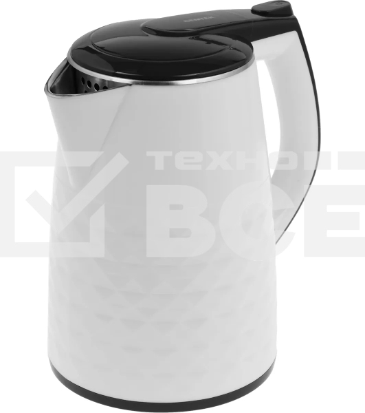 Чайник электрический Centek CT-0025 белый, металл 1.8 л, 2000 Вт, двойные стенки, кнопка вкл. на ручке