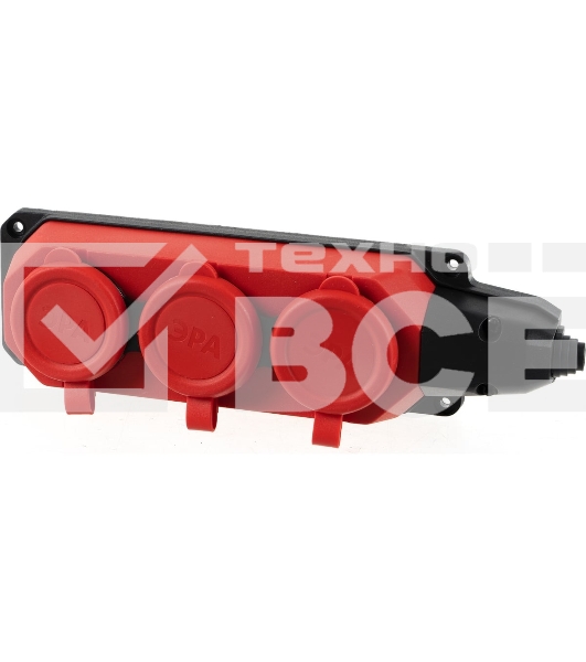 Колодка каучуковая 3-м с заземл. 16А IP44 красн. ЭРА Б0044552