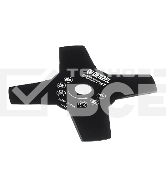 Диск для триммера Denzel 230 х 25,4 толщина 1,6 мм, 4 лезвия