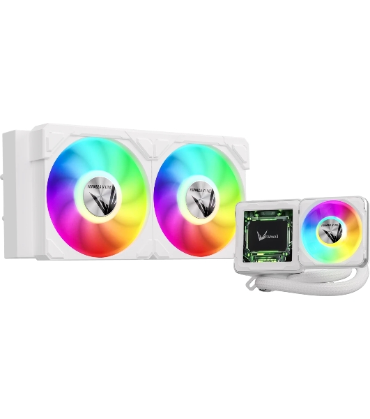 Система жидкостного охлаждения Formula V Line Cryo Wing Digi 240 WH, 240мм, LCD 2.73', 2x120мм, ARGB fans, LGA115X/1200/1700/1851/1366/2011/2066, AM3/AM4/AM5/Ryzen3/Ryzen5/Ryzen7/Threadripper/RT4