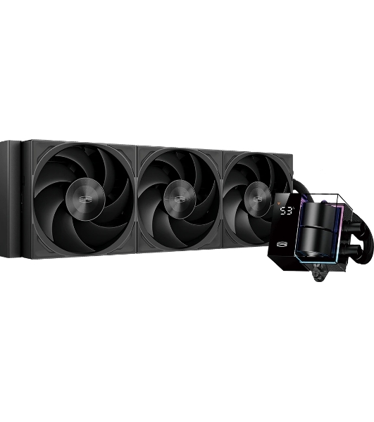 Система жидкостного охлаждения PcCooler DS360 Pro Digital ARGb Soc-AM5/AM4/1200/1700/1851 черный 4-pin 15-34.3dB Al LCD 310W Ret (D7-S360WBKN-GL)