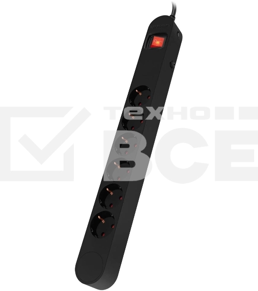 Сетевой фильтр Ippon NF-EU-1.8-16 1.8 м, 6 розеток, черный, коробка