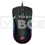 Мышь проводная Qumo Onyx RGB M73 черный, 2400 dpi, USB, кнопки - 4, фото 1