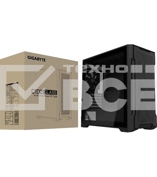Компьютерный корпус Gigabyte C102B GB-C102G, без БП MicroATX 5x120мм 4x140мм 2xUSB3.0 audio bott PSU, черный