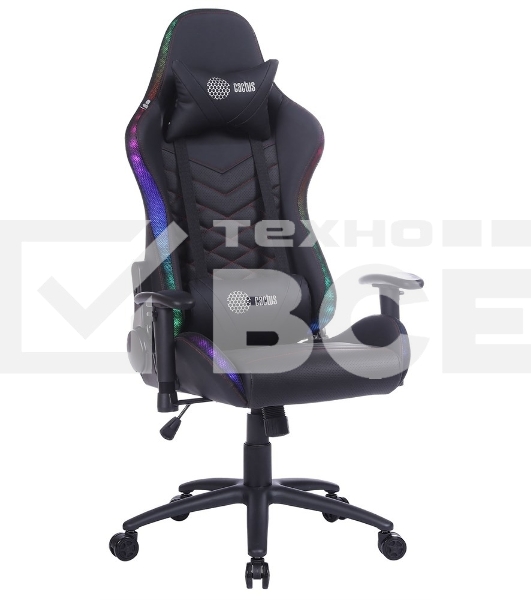 Кресло игровое Cactus CS-CHR-0099BLR черный/красный, сиденье черный/красный, эко.кожа, с подголов. крестовина металл, пластик черный
