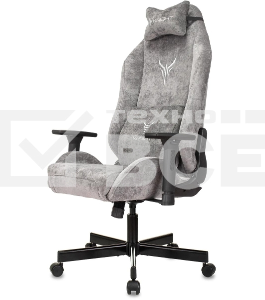 Кресло игровое Knight N1 Fabric серый Light-19 с подголов. крестовина металл