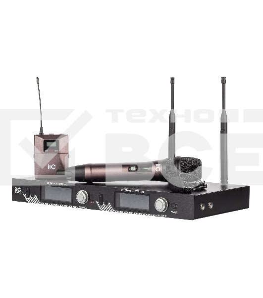 Радиосистема ITC T-521UT UHF двухканальная с петличным и ручным микрофонами, LCD дисплей, True Diversity, частотный диапазон 470-510 MHz.