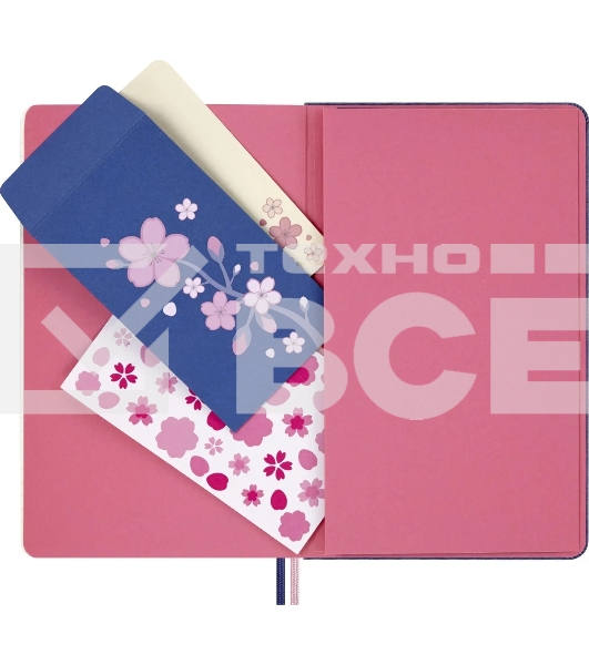 Блокнот Moleskine LIMITED EDITION SAKURA LESU08QP062BOX 130х210мм, обложка текстиль, 176 страниц, нелинованный, подарочная коробка, синий, 2025