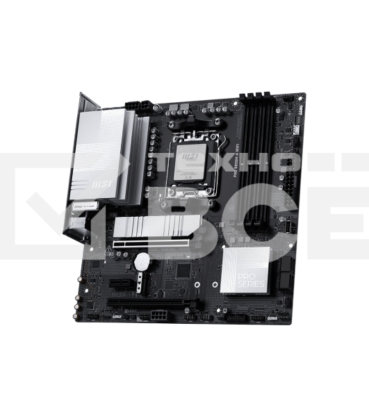 Материнская плата MSI PRO B850M-A WIFI, AM5, AMD B850, 4xDDR5, 4xSATA, 2xM.2, 1xPCIe 5.0 x16, 1xPCIe 4.0 x4, 1xPCIe 3.0 x1, 1xDP, 1xHDMI, 1x5Gb LAN, Wi-Fi 7, Bluetooth 5.4, 2xUSB-C 10Gbps, 3xUSB-A 10Gbps, 3xUSB-A 5Gbps, 4xUSB-A 2.0, 3x3.5 мм, 7.1, mATX