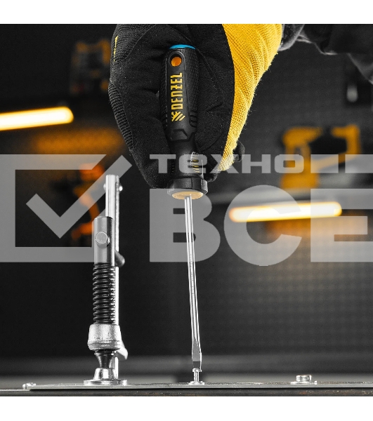 Отвертка Denzel SL4х100 мм, S2, 3к рукоятка