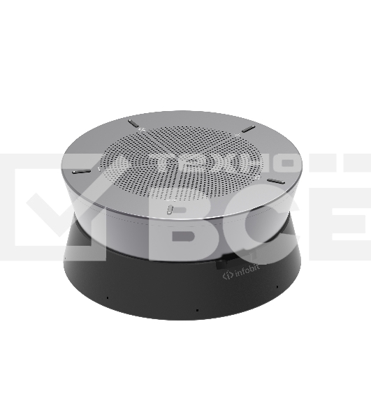 Спикерфон Infobit [iSpeaker M500] для переговорных комнат (15-25кв.м.) на 5-8 человек: 8 всенаправленных микрофонных капсюлей, AEC, AGC, RS. Макс. расстояние - 5 метров. Макс.5 устройств подкл. daisy chain (RJ45). Works with iCam VB60