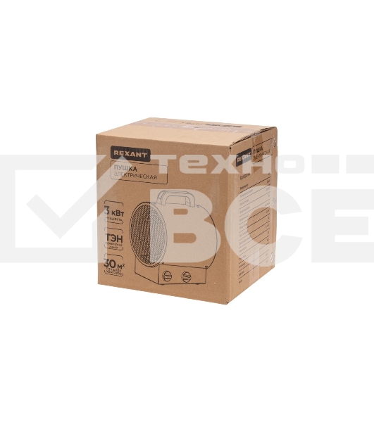 Пушка тепловая электрическая Rexant 60-0037 круглая, прямоугольная подставка, ТЭН, 3кВт