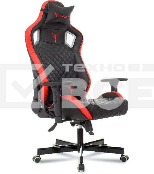 Кресло игровое Knight OUTRIDER черный/красный ромбик эко.кожа с подголов. крестовина металл