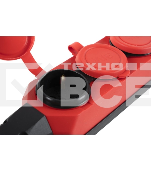 Колодка каучуковая 3-м с заземл. 16А IP44 красн. ЭРА Б0044552