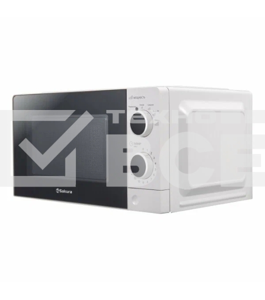 Микроволновая печь Sakura SA-7055W белый, 20 л, 700 Вт, переключатели - поворотный механизм