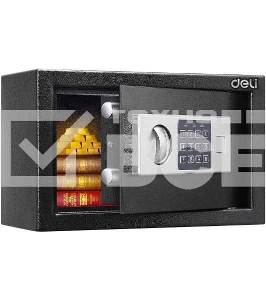 Сейф Deli ET520 310x 200x 200 мм, ключевой, электронный, черный/серебристый