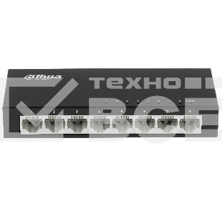 Коммутатор 8-в-1 Dahua DH-PFS3008-8ET /8 портов до 100 Мбит.с/коммутация до 1.6 Gbит.с/неуправляемый/Plug & Play/черный (DH-PFS3008-8ET)