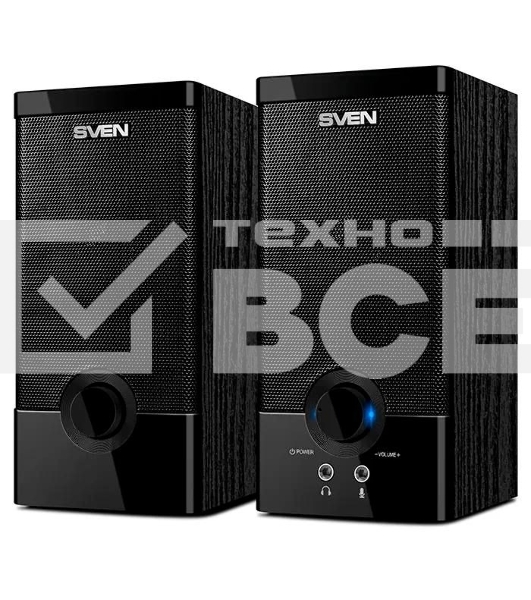 Колонки Sven SPS-603 черный USB-порт ПК, ноутбука или адаптер 5V DC