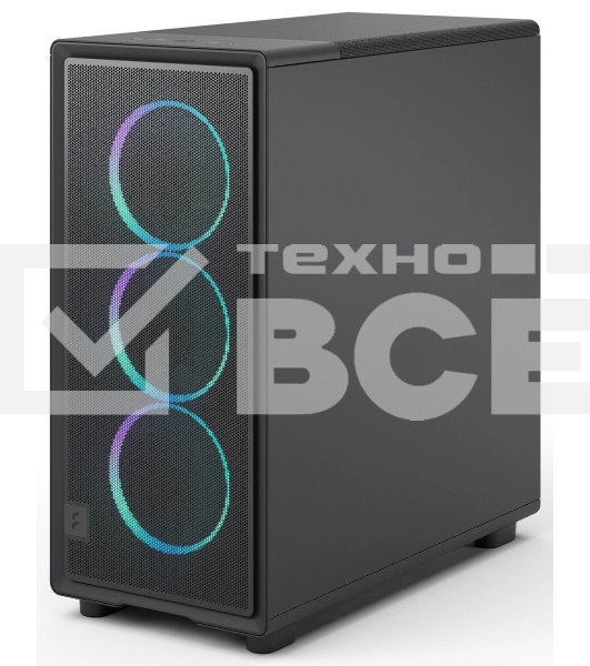 Корпус Fractal Design Epoch Black TG RGB Light Tint, Midi-Tower, чёрный, 3 x 120 мм