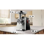 Мясорубка электрическая Bosch Series 8 MFWS835M черный, 2500 Вт, 4.5 кг/мин, реверс, защита от перегрузки, металлический лоток, насадки - 6, фото2