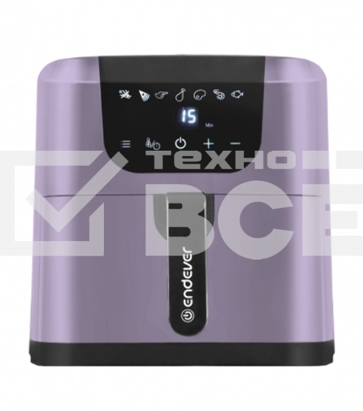 Аэрогриль Endever Skyline AF-127, фиолетовый, мощность 1800 Вт, объем 4,5 л, 7 авторежимов, температура 80-200 С, 2 шт/уп.