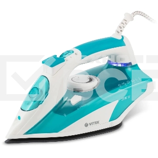 Утюг Vitek VT-8355 (MC) белый/бирюзовый 1. Максимальная мощность 2600 Вт  2. Керамическая подошва  3. Емкость для воды 400 мл