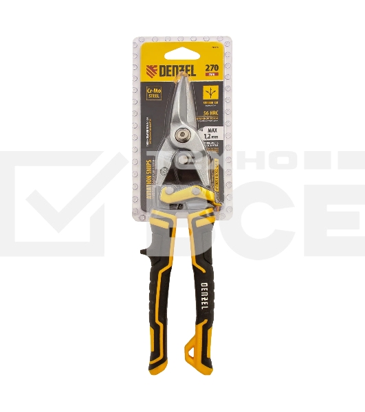 Ножницы по металлу Denzel, 270мм, прямой рез,сталь-CrMo, трехкомп.рук-ки