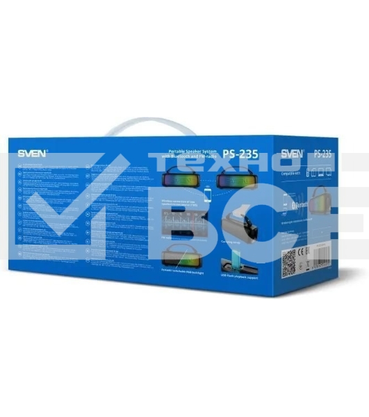 Портативная колонка Sven PS-235 черный 12W 2.0 BT 3600mAh (SV-022075)