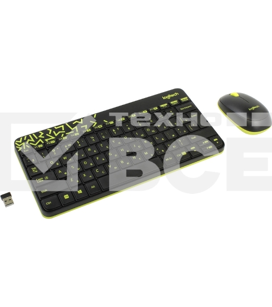 Комплект беспроводной клавиатура+мышь Logitech MK240 Black/Yellow (920-008198)