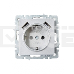 Розетка 1-местная IEK BRITE РЮш10-1-БрА ( BR-R14-16-U21-D21-K47) с заземлением, с защитными шторками, 16А, с USB A+A 5В 2,1А, алюминий, фото4