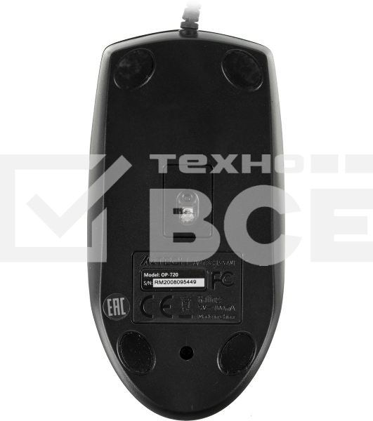 Мышь проводная A4Tech OP-720 черный, 1000 dpi, PS/2, кнопки - 3