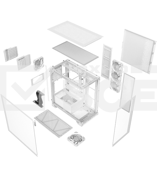 Компьютерный корпус XPG INVADER X WHITE (INVADERXMT-WHCWW) Mid-Tower Gaming ATX PC Case with Panoramic View, Tempered Glass Panels, and RGB Lighting Black
